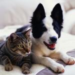 chat et chien intriguÃ©s